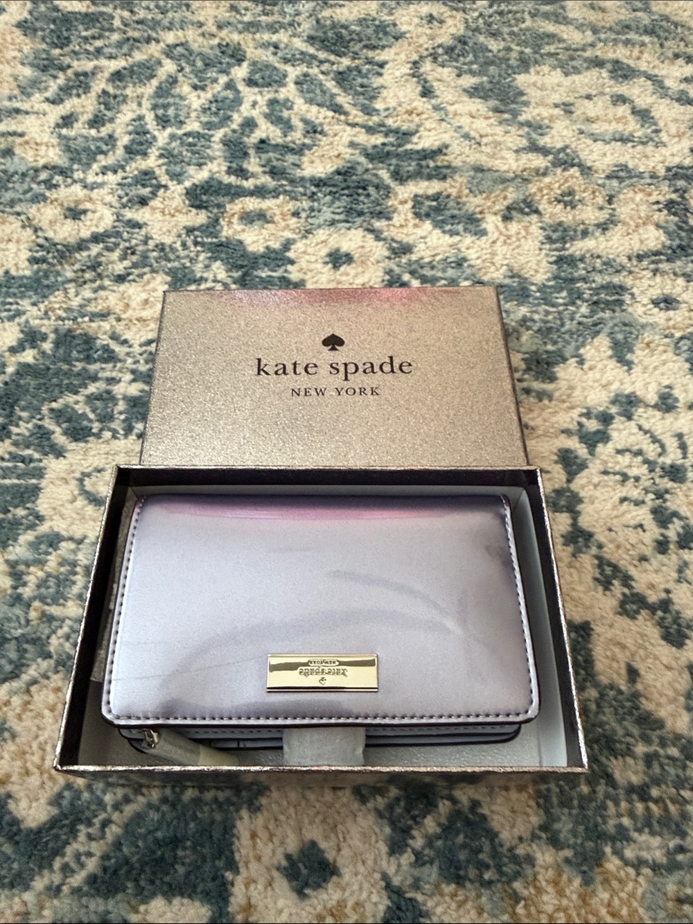 Kate Spade Kenzie Boxed Medium Compact Wallet Iridescent Purple